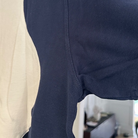 Men's GOLF WANG Navy/Sky Blue/White Ripple Knit Polo Shirt - Size XL - Picture 10 of 13